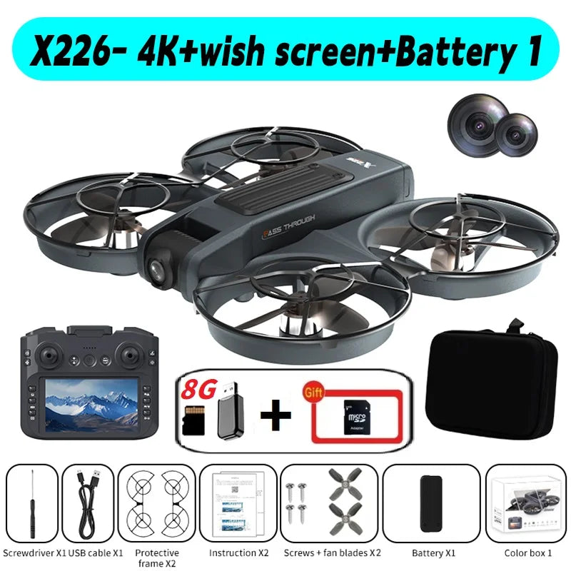 X226 Drone Professional 4K HD Dual Camera LCD VR Remote Control WIFI FPV UAV RC Quadcopter Aerial Photography Airplane Toy Gifts