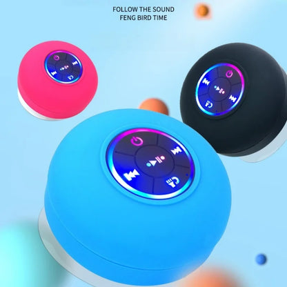 Mini suction cup Bluetooth speaker waterproof hands-free microphone for indoor bathrooms, swimming pools and beaches