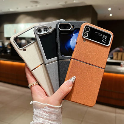 Leather Texture TPU Case For Samsung Z Flip7 Flip6 Flip5 Shockproof Folding Soft Phone Cover For Samsung Galaxy Z Flip 7 6 5 4 3