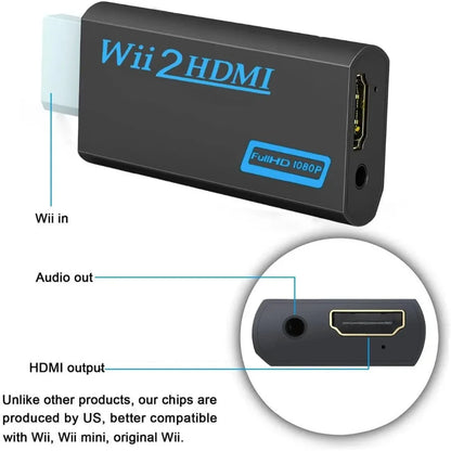 WII To HDMI Converter Full HD 1080P WII To HDMI Wii 2 HDTV Converter Wii To HDMI Adapter 3.5mm Audio for PC HDTV Monitor Display