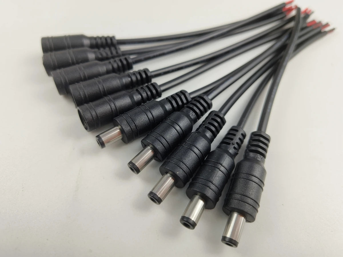 1/5/10 Pcs 5.5x2.1mm DC Male Female Power Plug Cable Wire Jack Adapter Connector for CCTV Single Color 3528 5050 LED Tape Light