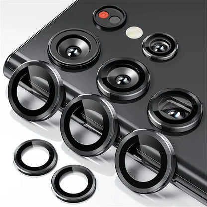 Camera Matel Ring  For Samsung Galxy S24 Ultra S23 FE Plus S24+ S22 S25 ultra Back Lens Tempered Glass Cover Guard Rear Case Cap
