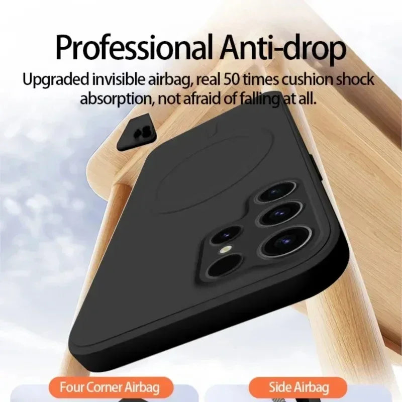 Original Liquid Silicone Magnetic Wireless Charge Case For Samsung Galaxy S25 S24 S23 S22 S21 Ultra For Magsafe Shockproof Cover