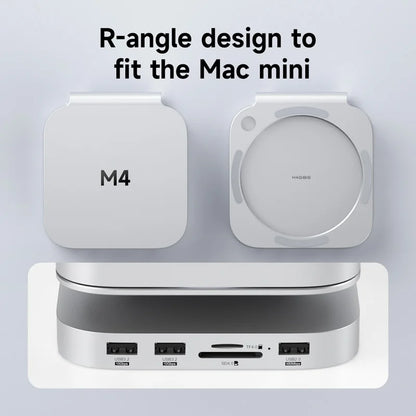 Hagibis USB C Hub with M.2 SSD Enclosure for Mac Mini M4/M4 Pro Stand Type-C Docking Station SSD Case USB3.2 Gen2 SD4.0 TF4.0