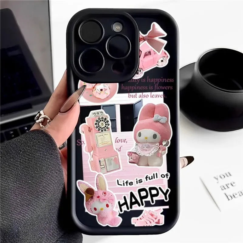 Ins Lovely Hello Kitty Phone Case For iPhone 16 Pro Max 15 14 13 12 11 Xr Xs Max 7 8 PLUS Y2K Cartoon Anime Anti Fall phone Case