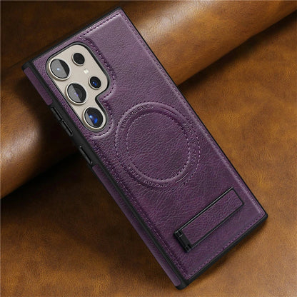 Luxury Leather Magnetic Fold Stand Holder Case For Samsung S25 S24 Ultra S23 Plus S22 Wireless Charging Shockproof Soft Cover