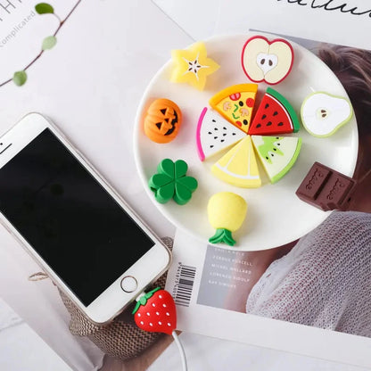 Cute Fruits Cable Protector Cartoon Charger Protector Cable Winder Organizer Data Line Cord Protective Cover For iPhone