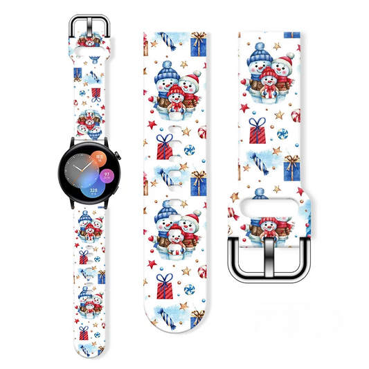 20mm Christmas Series 5 Print Strap for Samsung Galaxy Watch 7/6/5 40mm 44mm Band Replaceable Bracelet for Xiaomi Huawei Amazfit