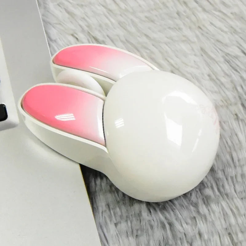 Cute Rabbit Ear Shape Dual-Mode Mouse 2.4G+Bluetooth Lightweight Mute Ergonomic Plating Portable Mice For PC Laptop Office Home