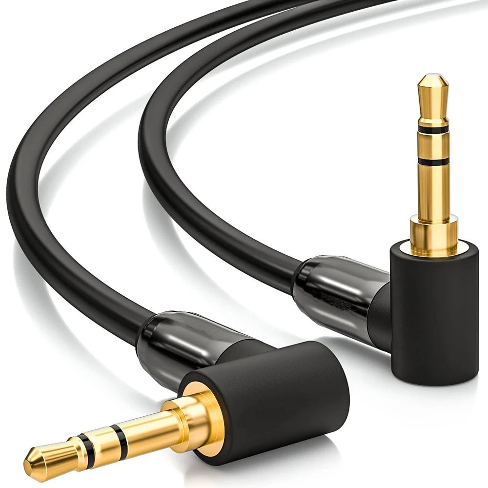 3.5mm Aux Audio Cable Right Angle Male to Male Gold-Plating Adapter Cord Speaker HiFi Cables For Car Samsung iPhone Headphones