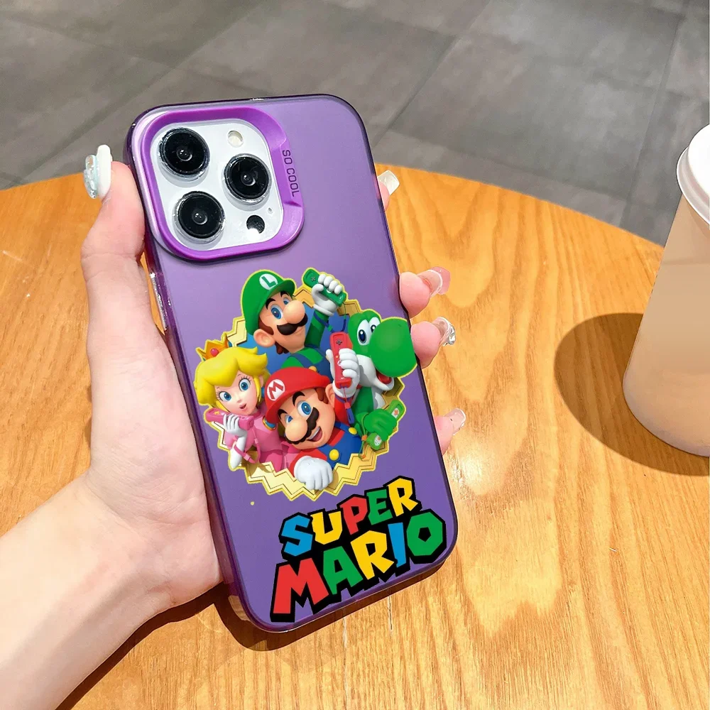 CARTOON T-The S-Super Mario Bros Movie  phone case FUNDA for iPhone 12 13 14 15 16 Max Pro Plus Mini Silver lMDaser Color Cover