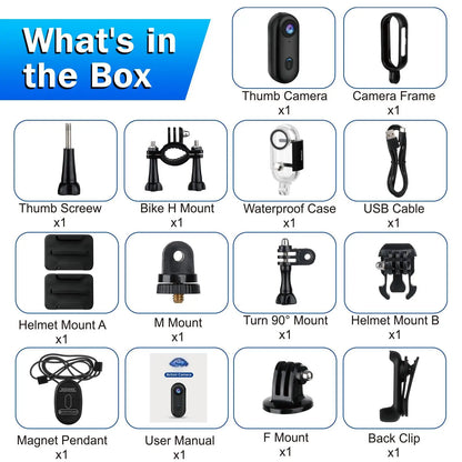 Pocket 4K Mini Camera  Magnetic Wearable Cam with Waterproof Shell WiFi Bike Camera Friendly for Casual Cycling Vlog Home Use