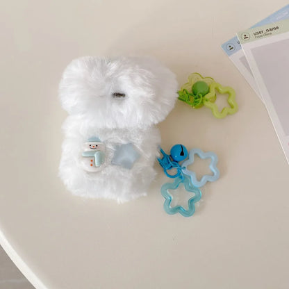 Snowman Christmas Plush Shell For AirPods Pro 3 Case Bluetooth Earphone Shell For AirPods 4 3 1 2 Pro2 Pro Cover With Star Bells