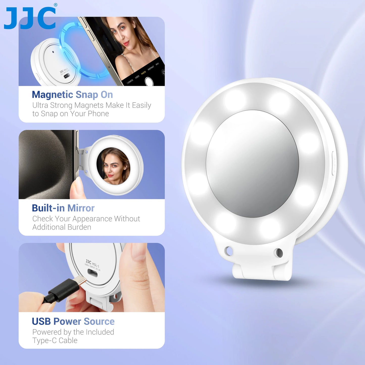 Magnetic Led Selfie Fill Light Mini Portable with USB for Magsafe Iphone 17 16 15 14 Pro Max Android Video Light for Makeup Vlog