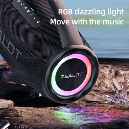 Zealot-S97 80W high power bluetooth speaker portable RGB colorful light waterproof wireless subwoofer 360 stereo surround TWS FM
