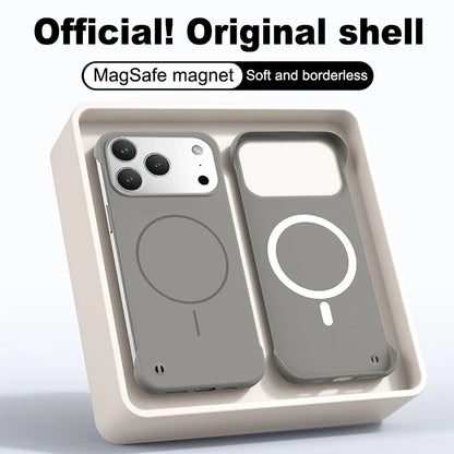 Frameless Solid Color Magnetic Case For iPhone 17 Air 16 15 14 13 12 11 Pro Max Plus 16E For Magsafe Hard PC Matte Back Cover