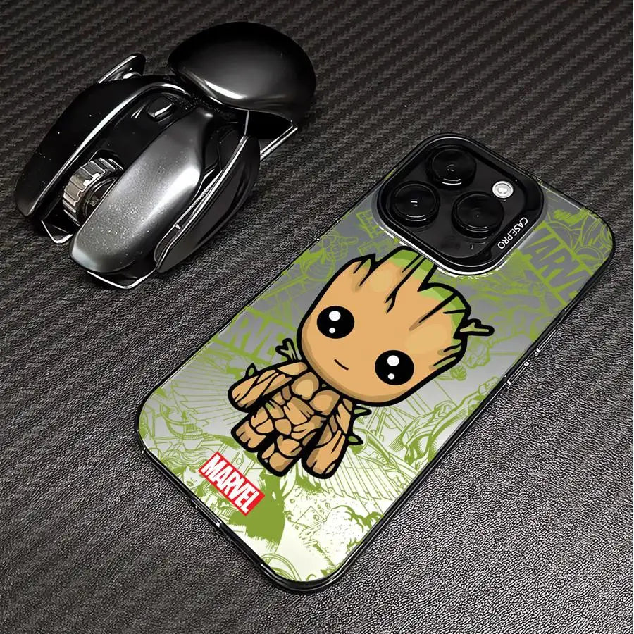 Marvel Cute Spider Man Groot Phone Case for iPhone 16 Pro 15 Pro Max 14 13 12 11 XS 14 Pro Max 16 Plus 14Pro 12Pro Soft Shell