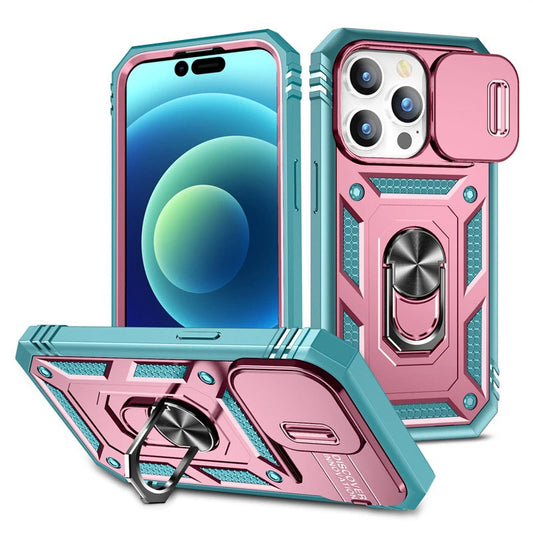 Slide Camera Lens Protection Magnetic Ring Holder Case For iPhone 16 15 14 13 12 11 Pro Max Mini X XR XS 7 Plus Shockproof Cover