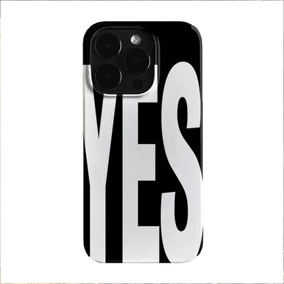 NO and YES Personalized Art Black and White Letters Phone Case For iPhone 16 15 14 13 12 11 Pro XS Max 7 8 Plus MINI Y2K Cover