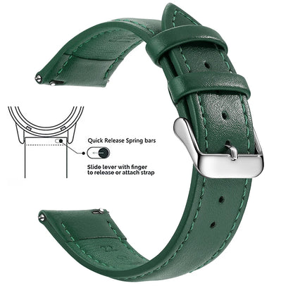 Top Grain Genuine Leather Watch Band, Quick Release 12/14/16/18/19/20/21/22/24 mm Watch Straps, Replacement Bands for Men Women