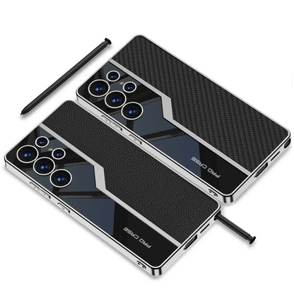 Thin TPU Soft Supercar Footage Case For Samsung Galaxy S23 S24 S25 Ultra 5G Plating Leather S24Ultra S25Ultra Protection Cover