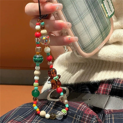 Cute Christmas Phone Chain Pendant Wrist Strap Anti-lost Lanyard Festival For iPhone Decorative Strap Bracelet Phone Accessories