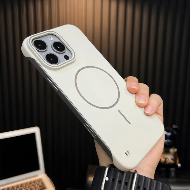 Ultra Slim Frameless For Magsafe Cover For iPhone 16 15 14 13 12 Plus Pro Max 16Pro 16Pro 15Pro Magnetic Shockproof Hard PC Case