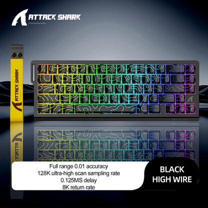 ATTACK SHARK X68HE Magnetic Keyboard Red Wired Mechanical for Pro Gaming 0.01mm Rapid Trigg 8000Hz SOCD/Rs 0.125ms 128K Rate