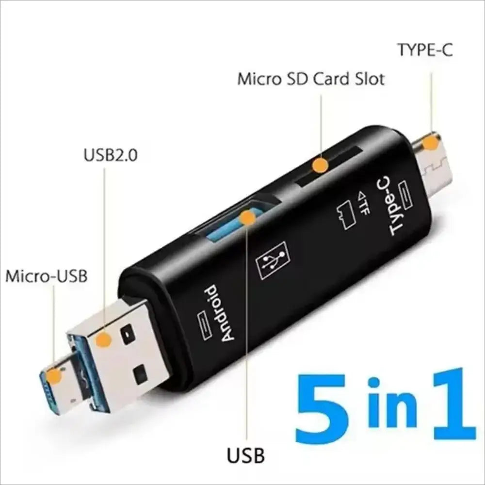 New 5 in 1 Multifunction USB 2.0 Type C USB Micro USB SD TF Memory Card Reader for Android Computer Dock OTG Type C Adapter