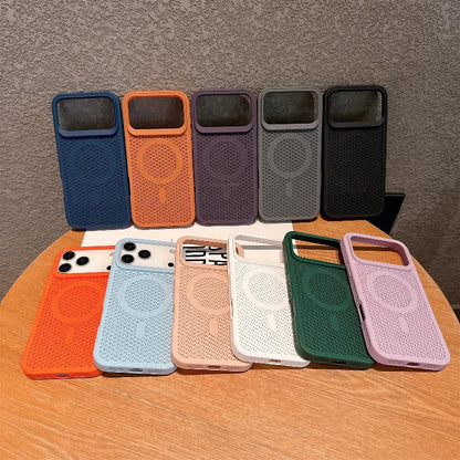 Heat Dissipation Mesh For Magsafe Wireless Charging Case For iPhone 17 16 15 14 Plus 13 12 Pro Max 17 Air Breathable Hard Cover