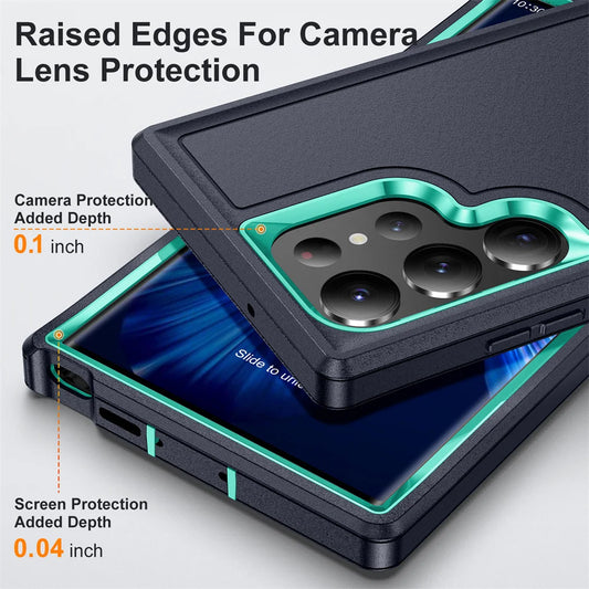 Military Armor Shockproof Phone Cases For Samsung S25 Ultra S24 Plus S23 FE S22 S21 S20 S24 Ultra Hard PC+TPU Bracket Back Cover
