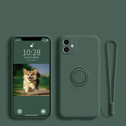 Ring Holder Magnetic Case For Samsung Galaxy S21 S22 Ultra S20 S21 FE S10 Plus Note 20 S9 Plus Soft Liquid Silicone Stand Cover
