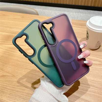 Luxury New Matte Translucent Business Phone Case for Samsung Galaxy S25 S24 Ultra S23 S22 Plus S20 S21 FE Magsafe Magnetic Cover