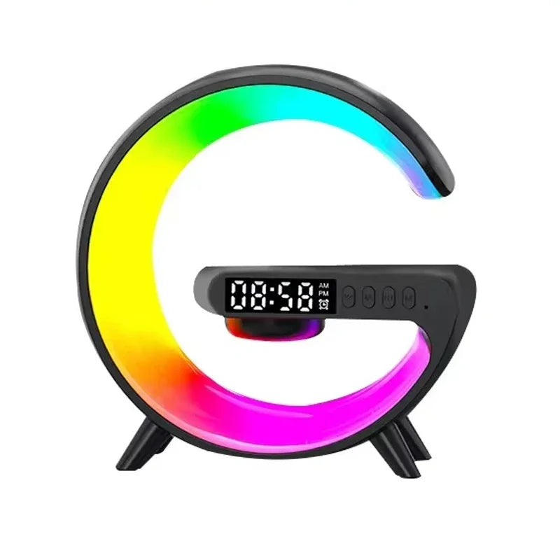 Multifunction Wireless Charger Pad Stand Speaker TF RGB Night Light Fast Charging Station for iPhone 16 15 Samsung Xiaomi Huawei