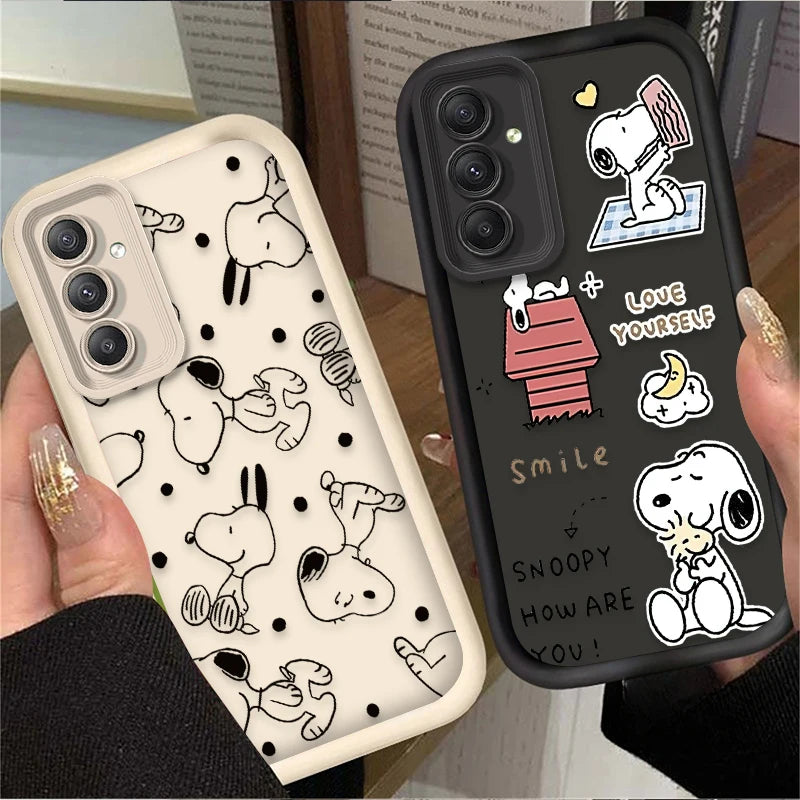 Cute Anime S-Snoopys Case For Samsung Galaxy S24 S25 S23 Ultra S22 S21 Plus FE A36 A56 A26 A16 A06 A15 A25 A35 A55 5G Back Cover