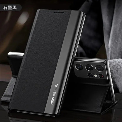 Luxury Leather Flip Case For Samsung Galaxy S25 S24 S23 S22 S21 S20 Ultra Plus S25 Edge S23 S21 S24 FE Note 20 Ultra Stand Cover