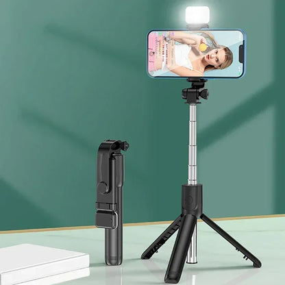 Selfie Stick Telescopic Travel Handheld Tripod Portable Phone Stand [700mm] Bluetooth Remote Extendable Phone Tripod