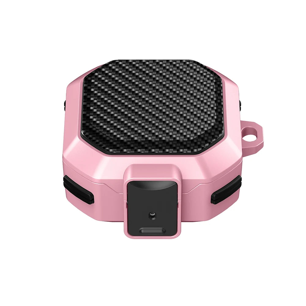 Carbon Fiber Switch Lock Earphone Case For Samsung Galaxy Buds 2 Pro FE Live Cover Full Protection Shockproof With Keychain Box