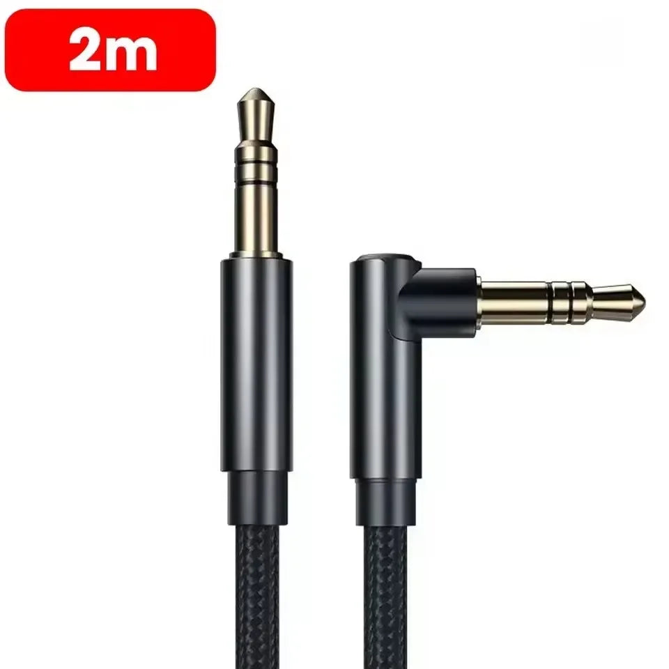 90 Degree Elbow Universal 3.5mm Jack Audio Cable Braided Speaker Aux Wire Male To Male Speaker Aux Line for Samsung Xiaomi Cord