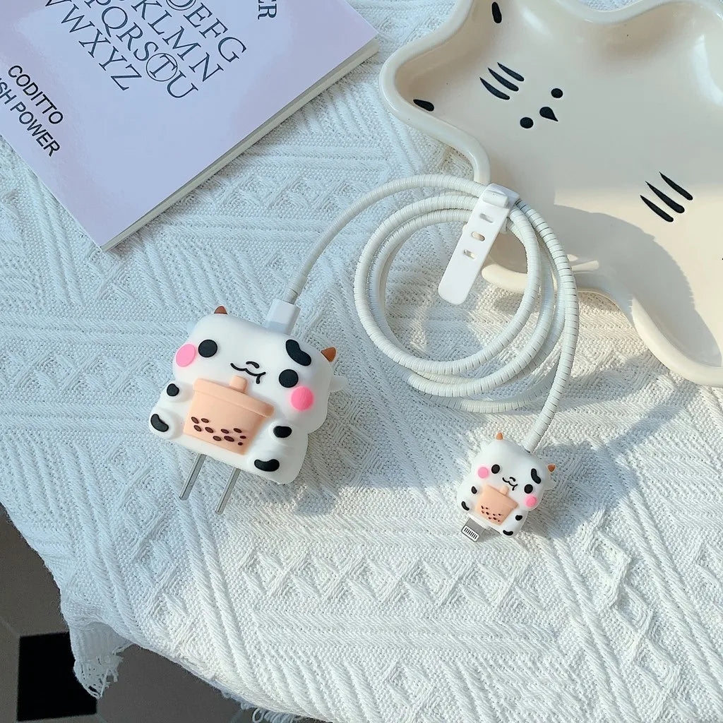 4pcs New Flower Charging Data Cable Protector for iPhone 18/20w Charger Protective Cover Winder Accessories for Iphone 14 15