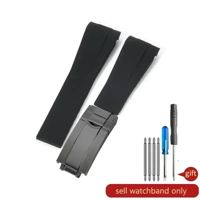 For Rolex Silicone Watch Accessories Original GMT Black Submariner Green Submariner Curved Interface Watch Strap 20 21mm