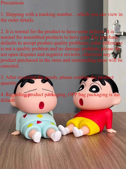 2025 New Crayon Shin chan Anime Lazy Phone Stand Mobile Stand Desktop Ornament Trendy Play Handmade Model Doll