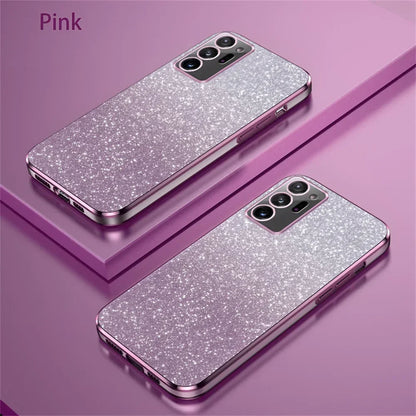 Luxury Gradient Glitter Plating Case For Samsung Galaxy S24 S22 S21 S23 Ultra FE Note 20 10 S10 S20 Plus Silicon Protect Cover
