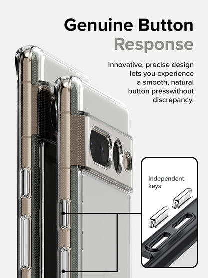 Luxury Transparent Phone Case For Google Pixel 7 pro TPU Bumper anti-drop Metal Buttons Scratch proof hard back cover Clear case