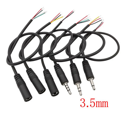 1Pcs 2.5/3.5mm Male Plug/Female Jack Mono/Stereo AUX 2/3/4Pole To Bare Wire Connector DIY Audio Headphone Repair Extension Cable