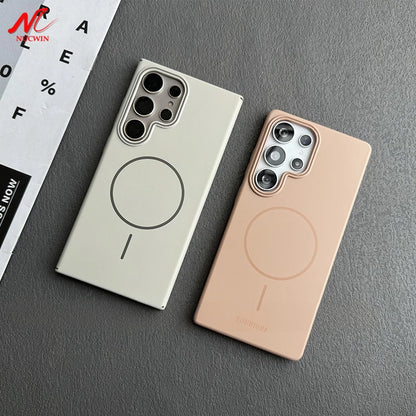 Luxury Slim Matte Magsafe Case for Samsung Galaxy S25 S24 S23 Ultra S22 Plus S21 Note 20 Solid Color Shockproof PC Phone Cover