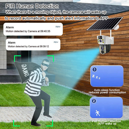 8PM Solar Camera 4K Dual lenses 4G Sim Wifi Outdoor Dual Lens PIR Human Detection IP66 Waterproof CCTV Video Surveillence