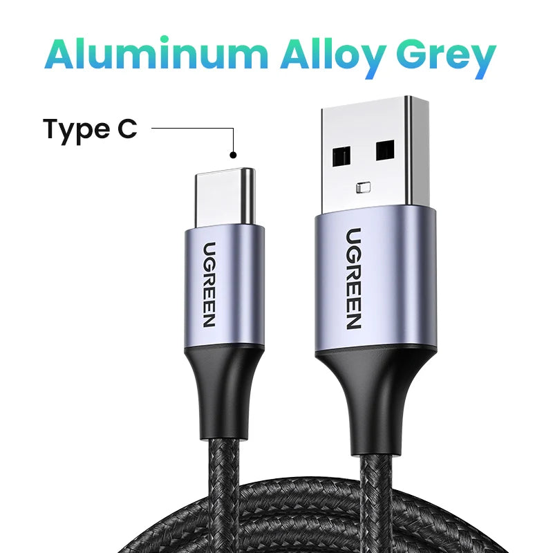 Ugreen Micro USB Cable 3A Nylon Fast Charging USB Type C Cable for Samsung Xiaomi HTC USB Charger Data Cable Mobile Phone Cable