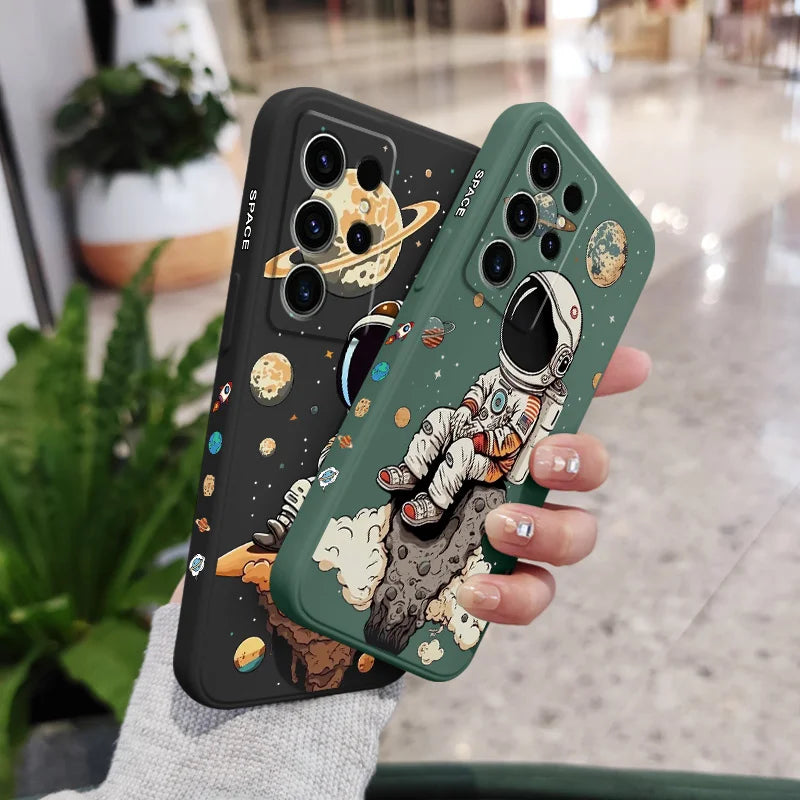 Saturn Cute Child Phone Case For Samsung Galaxy S25 S24 S23 S22 S21 S20 S10 Ultra Plus FE Note 20 Ultra 10 9 Plus Cover