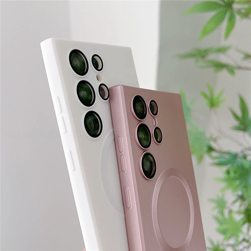 Lanyard Crossbody Necklace Magnetic Charge Case For Samsung S25 S24 S23 Ultra S22 S21 Plus S20FE Note 20 Matte Cover For Magsafe